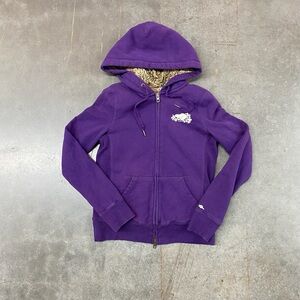 Roots Fur Lined Zip Hoodie Purple Y2K Women’s Size M
